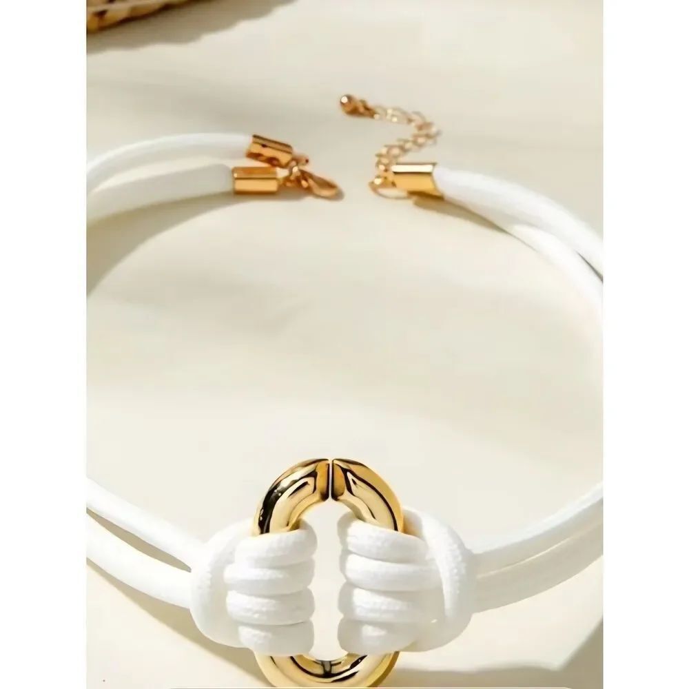 Gold Accent White Knot Choker Necklace